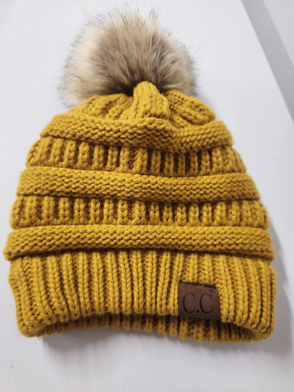 C.C Kids Knit Pom Beanie in Mustard